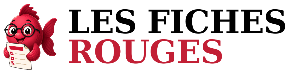 Logo du site avec un poisson rouge à gauche et le texte LES FICHES ROUGES à droite